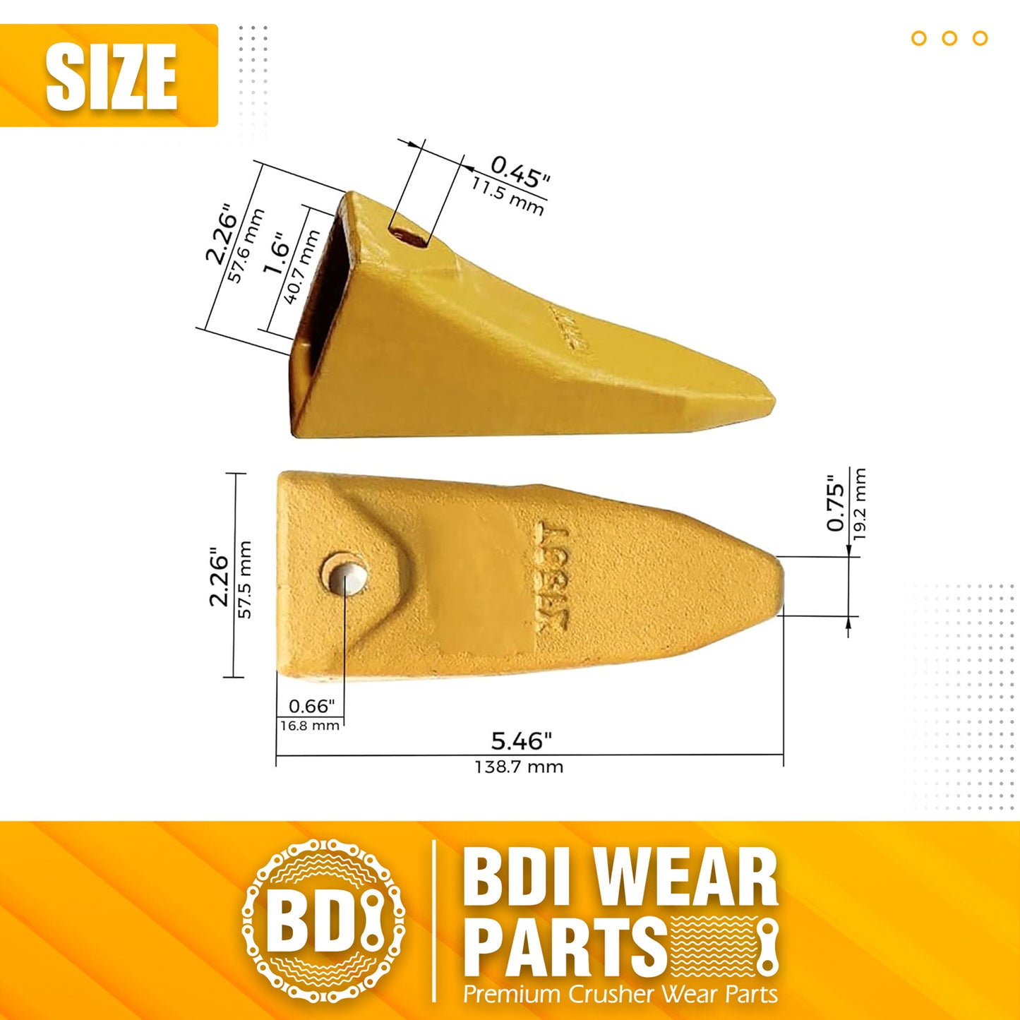 BDI Wear Parts X156T Tiger Hensley Style Bucket Teeth 5 Pack 156 Series Adapters Short Teeth