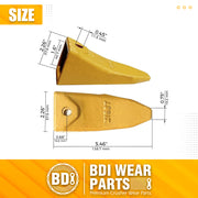 BDI Wear Parts X156T Tiger Hensley Style Bucket Teeth 156 Series Adapters Short Teeth with P156 Roll Pins- 10 Pack