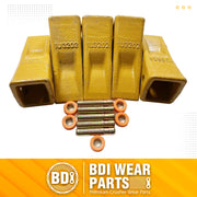 BDI Wear Parts 1U3202 Caterpillar Style General Purpose Dirt Excavator Bucket Teeth Long Tip with Pins and Retainers - 5 Pack