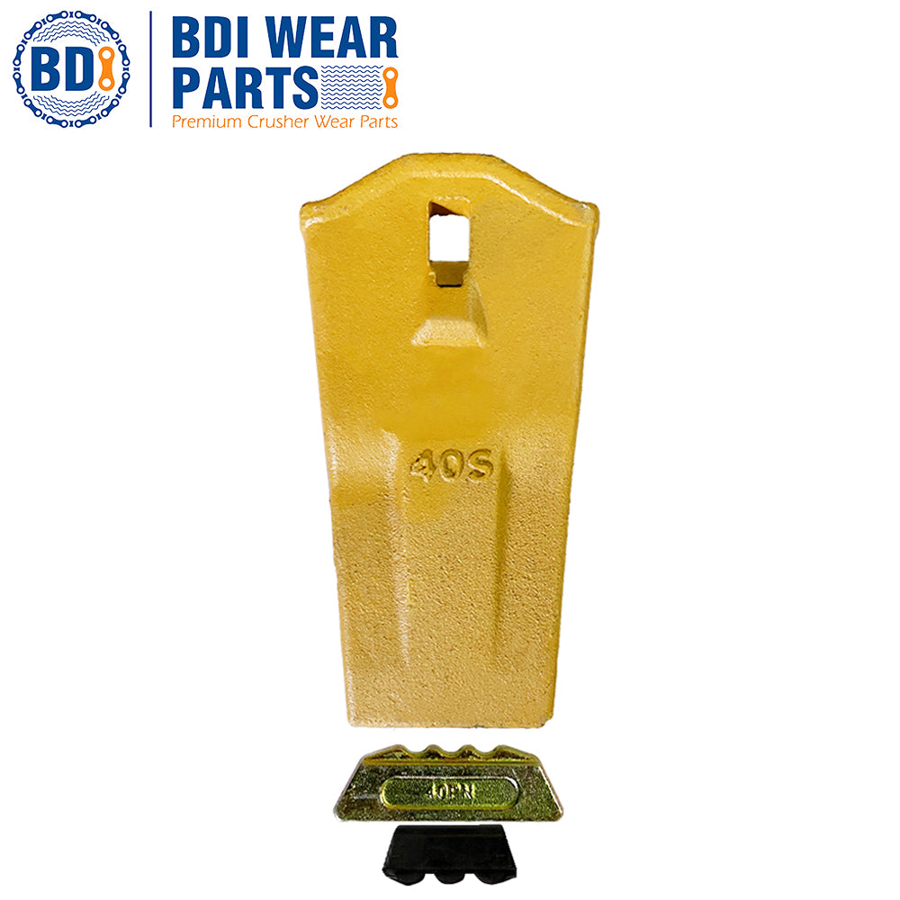BDI Wear Parts 40S Dirt Teeth Digging Bucket Teeth with 40PN Pins & 40LK Locks Fits Esco Style - 5 Pack