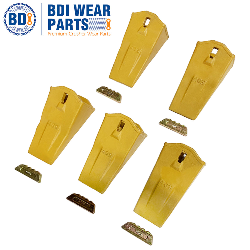 BDI Wear Parts 40S Dirt Teeth Digging Bucket Teeth with 40PN Pins & 40LK Locks Fits Esco Style - 5 Pack