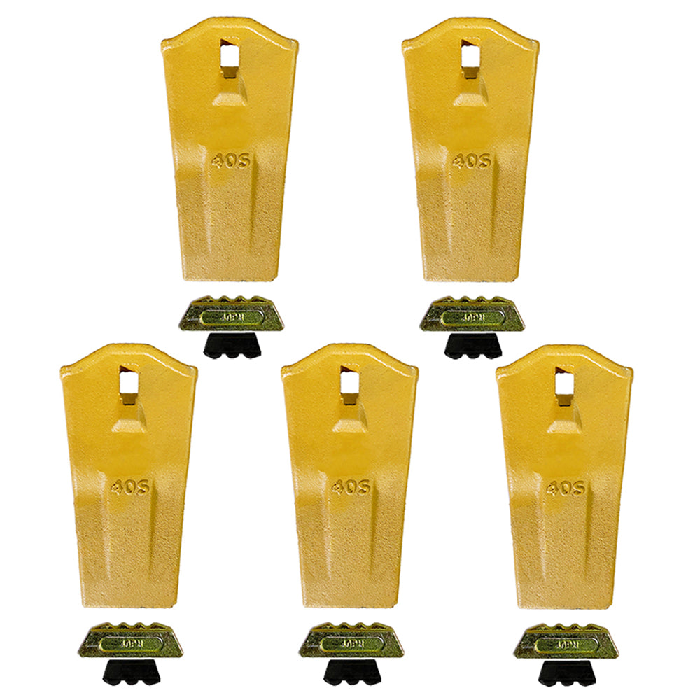 BDI Wear Parts 40S Dirt Teeth Digging Bucket Teeth with 40PN Pins & 40LK Locks Fits Esco Style - 5 Pack