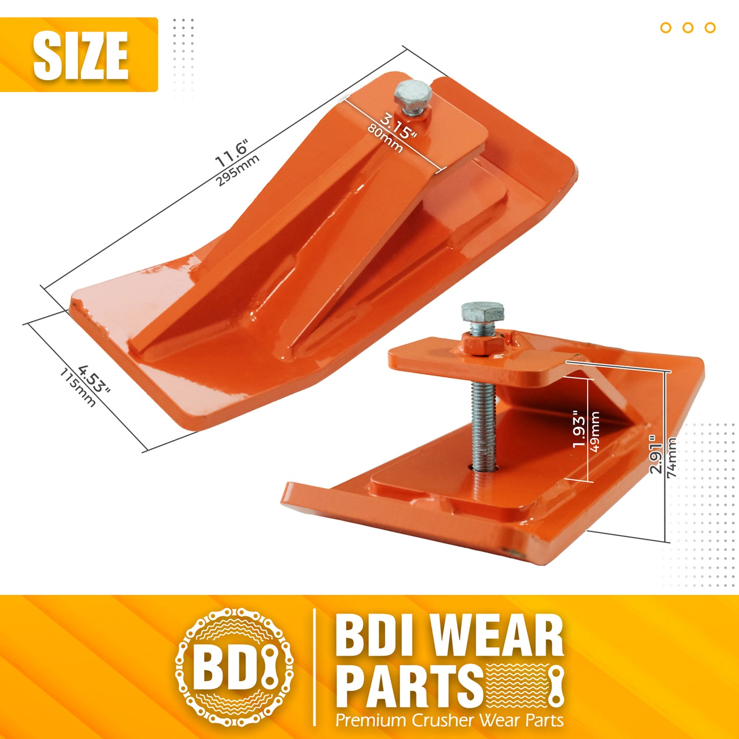 1PCS Tractor Bucket Protector Heavy Duty Steel Snow Plow Attachments Skid Edge Protector Turf Tamer Skid Protector with Lock Nuts and Bolts - Orange