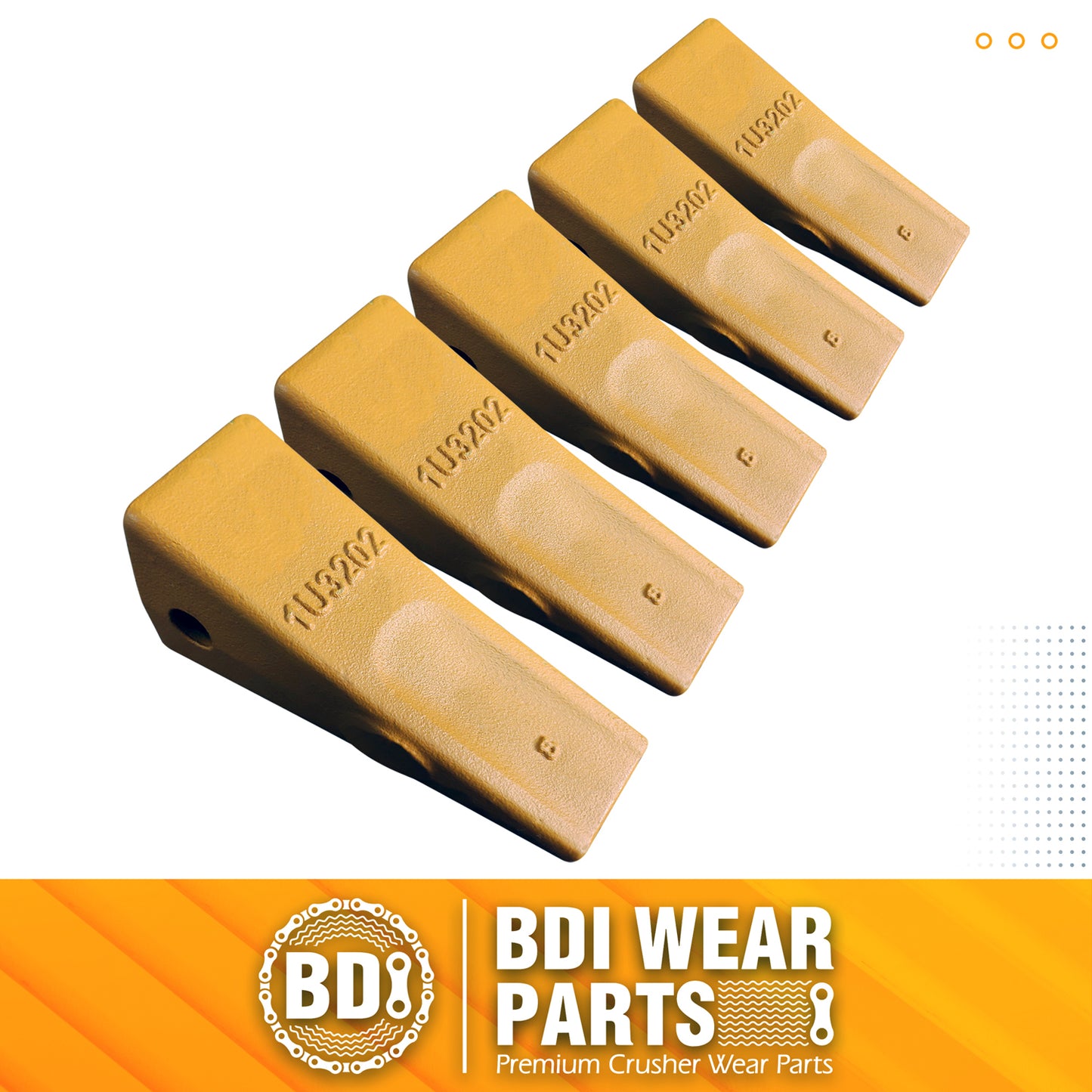 BDI Wear Parts Assembly Adapter 119-3204 Bolt On Shank / 1U3202 Excavator Bucket Teeth/Pin 8E6208 Retainer 8E6209, Caterpillar Bucket Tooth J200 Series - 5 Set