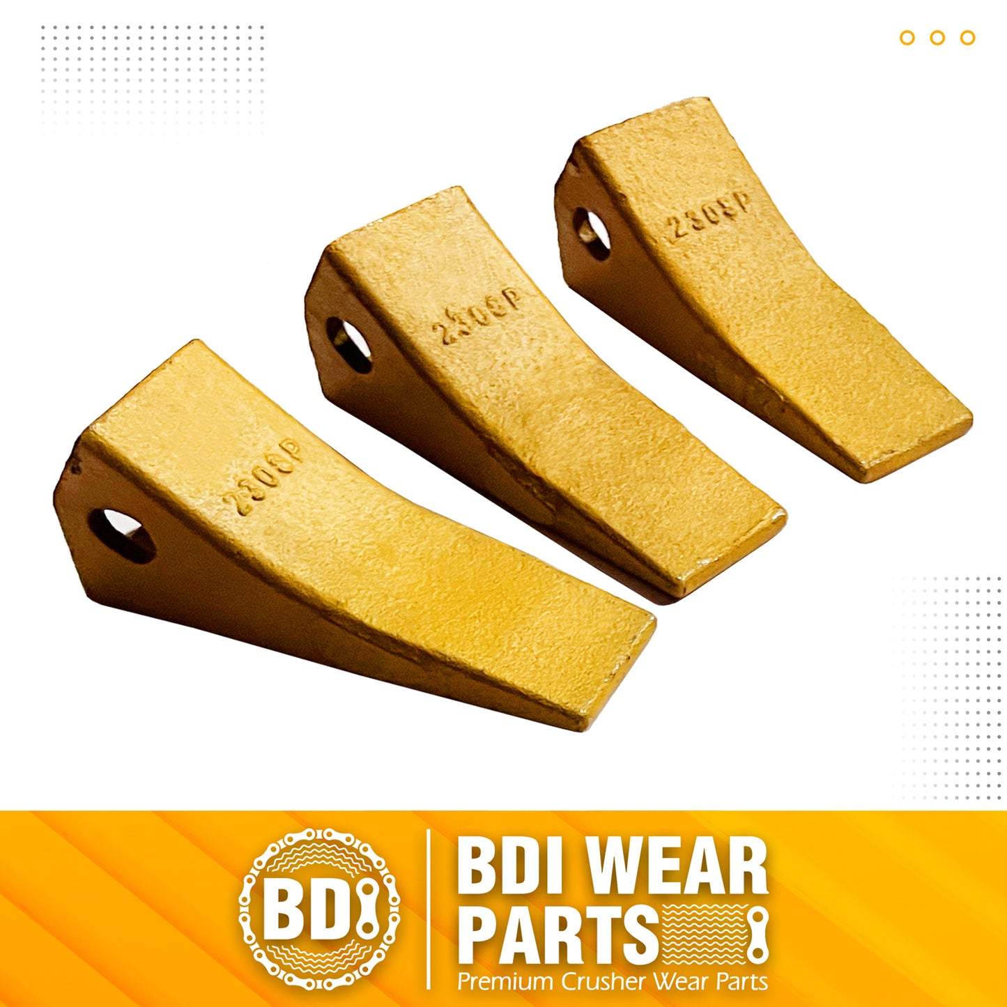 BDI WEAR PARTS 230SP Casting Backhoe Bucket Teeth with TF23P Flex Pin for 23 & 230 Series Skid Steer Loaders and Excavators - 3 Pack