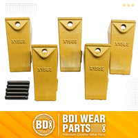 BDI Wear Parts X156S Short Dirt Teeth Hensley Style Bucket Teeth/Tooth & P156 Roll Pins - 5 Pack