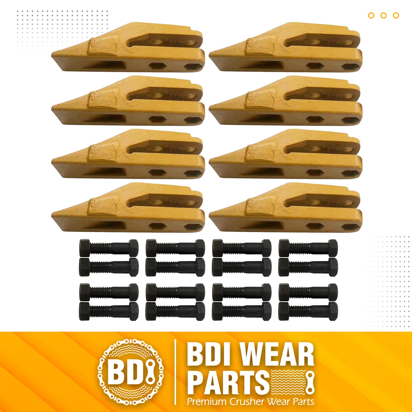 BDI Wear Parts 6684447 Trenching Bucket Teeth, Bobcat Style Skid Steer Backhoe Bolt On Tooth Unitooth - 8 Pack