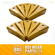 BDI Wear Parts 1U3202 Caterpillar Style General Purpose Dirt Excavator Bucket Teeth Long Tip with Pins and Retainers - 10 Pack