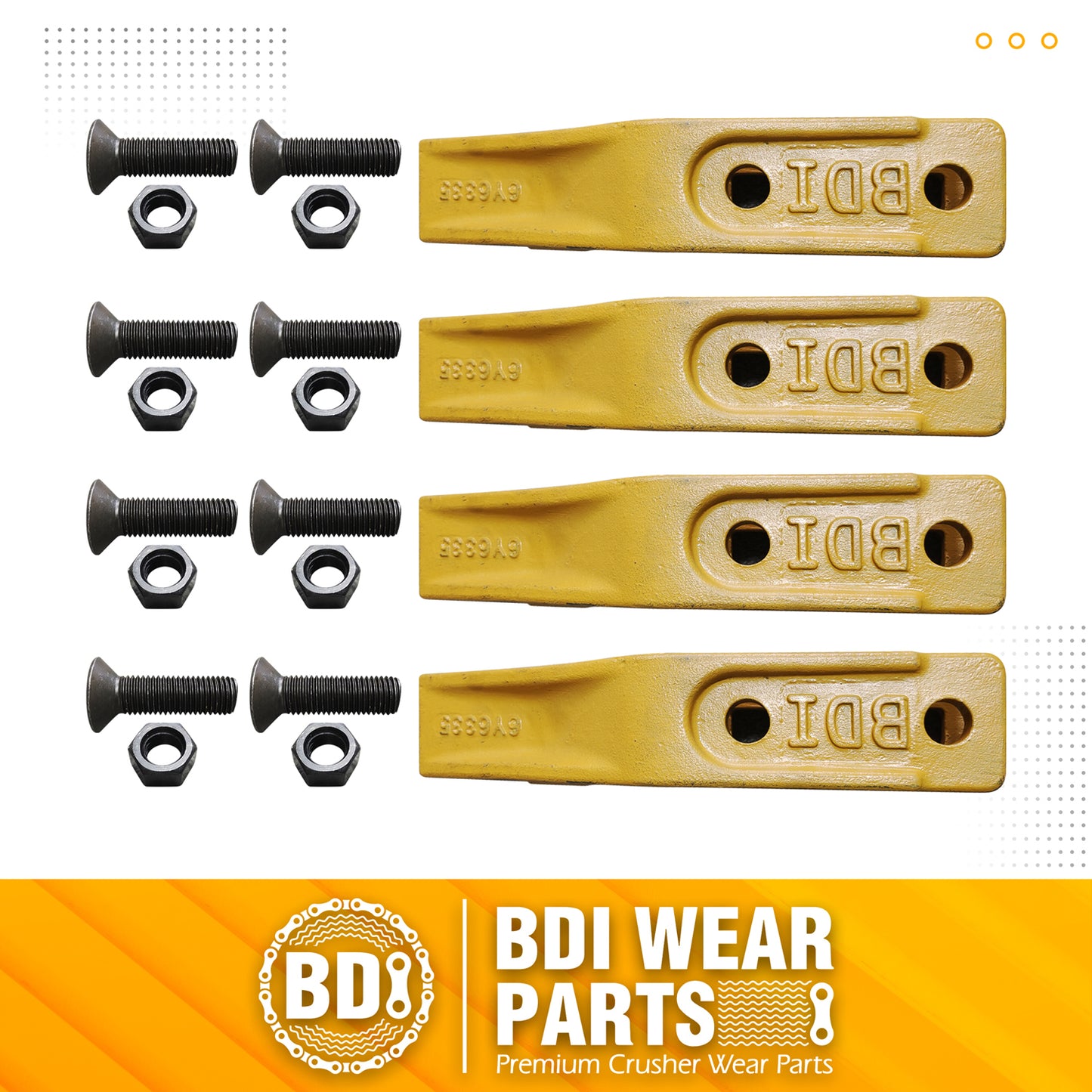 1358203 Bucket Teeth 6Y6335 Caterpillar Style Backhoe Loader / Excavator Unitooth with Bolts and Nuts - 4 Set