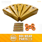 BDI Wear Parts 1U3202 Caterpillar Style General Purpose Dirt Excavator Bucket Teeth Long Tip with Pins and Retainers - 5 Pack