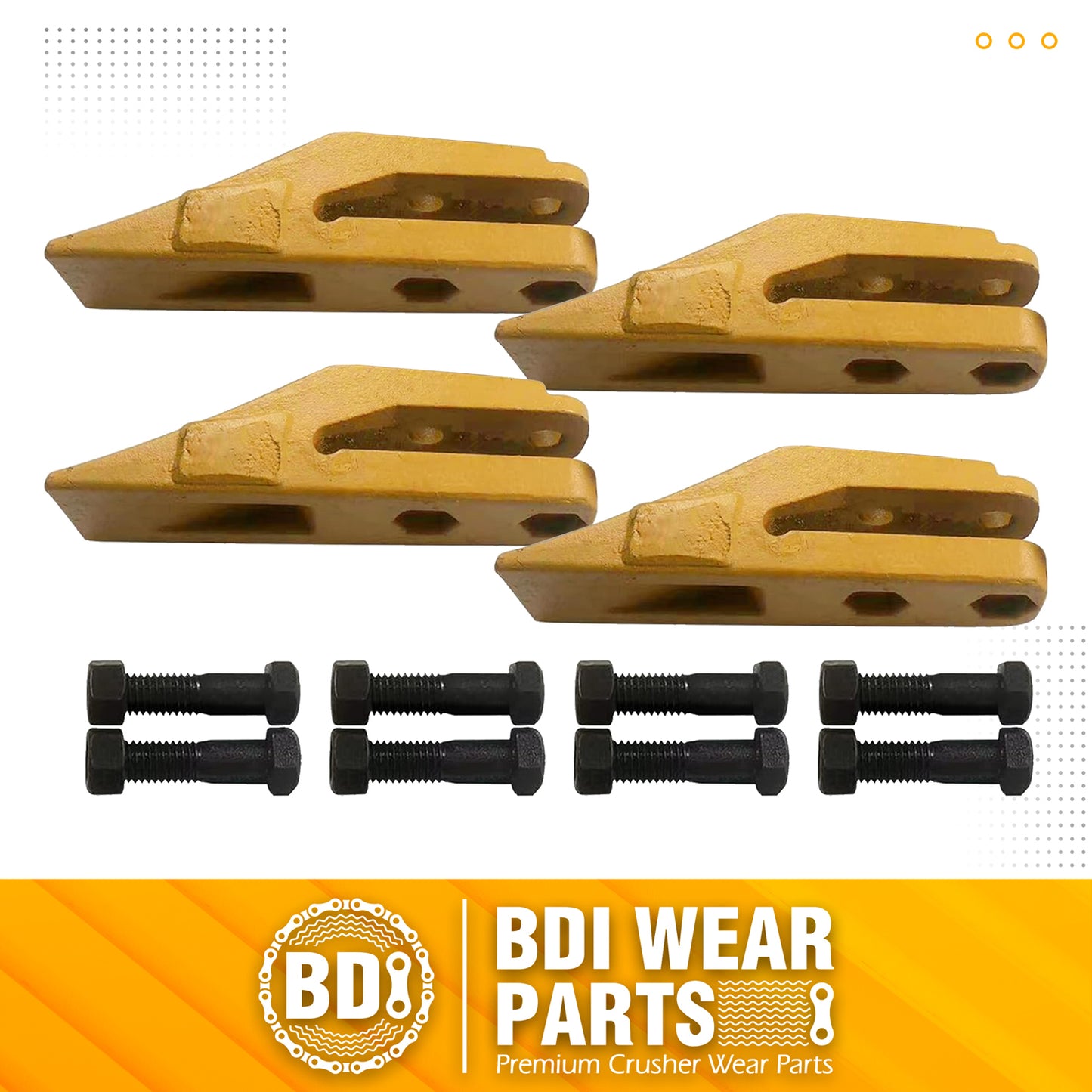 BDI Wear Parts 6684447 Trenching Bucket Teeth, Bobcat Style Skid Steer Backhoe Bolt On Tooth Unitooth - 4 Pack