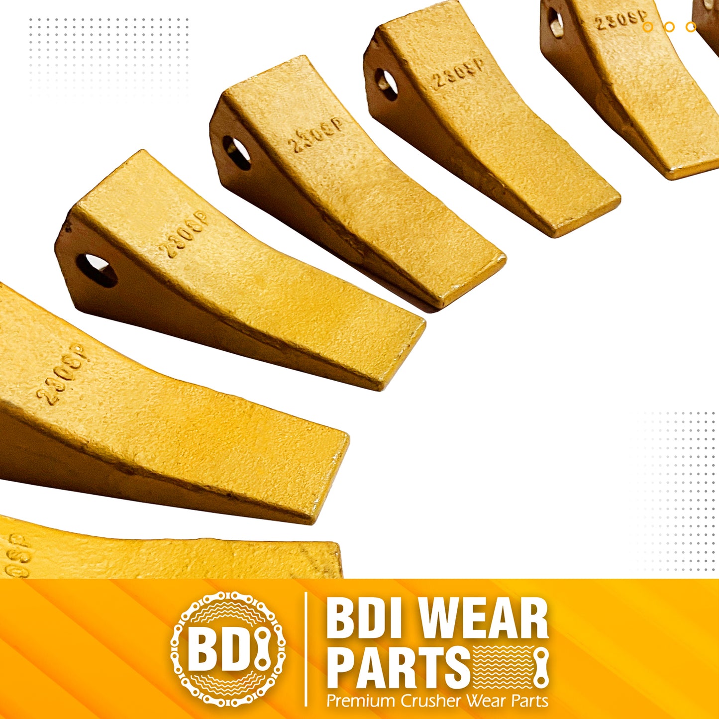 BDI WEAR PARTS 230SP Casting Backhoe Bucket Teeth with TF23P Flex Pin for 23 & 230 Series Skid Steer Loaders and Excavators - 10 Pack