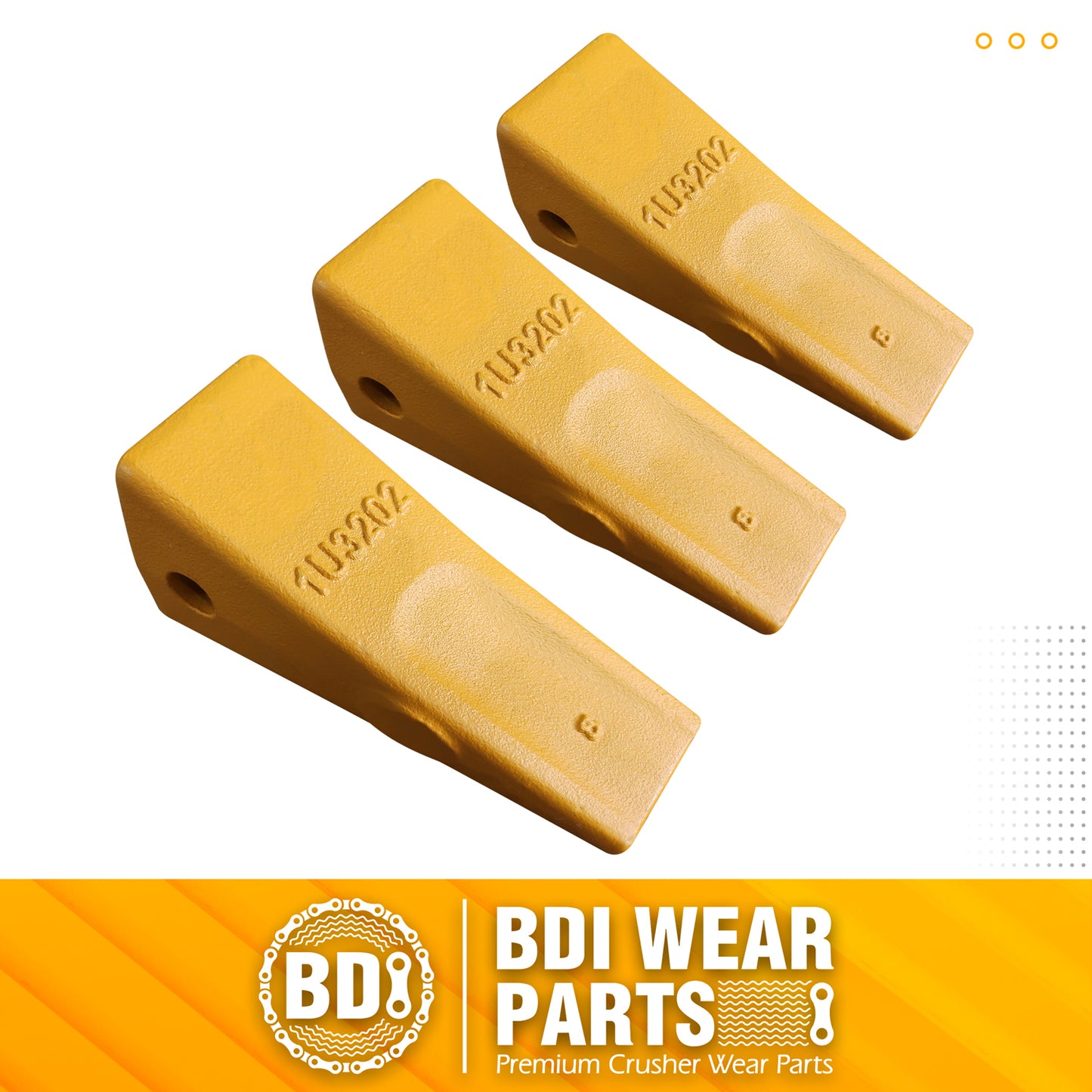 BDI Wear Parts Assembly Adapter 119-3204 Bolt On Shank / 1U3202 Excavator Bucket Teeth/Pin 8E6208 Retainer 8E6209, Caterpillar Bucket Tooth J200 Series - 3 Set
