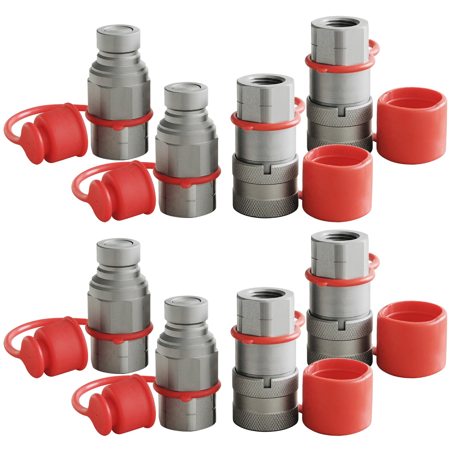 BDI Wear Parts 1/2" NPT Flat Face Hydraulic Coupler Skid Steer Quick Connect Disconnect Coupling 1/2 Body/Coupling Quick Connect with Dust caps