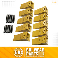 BDI Wear Parts X156S Short Dirt Teeth Hensley Style Bucket Teeth/Tooth with P156 Roll Pins - 10 Pack