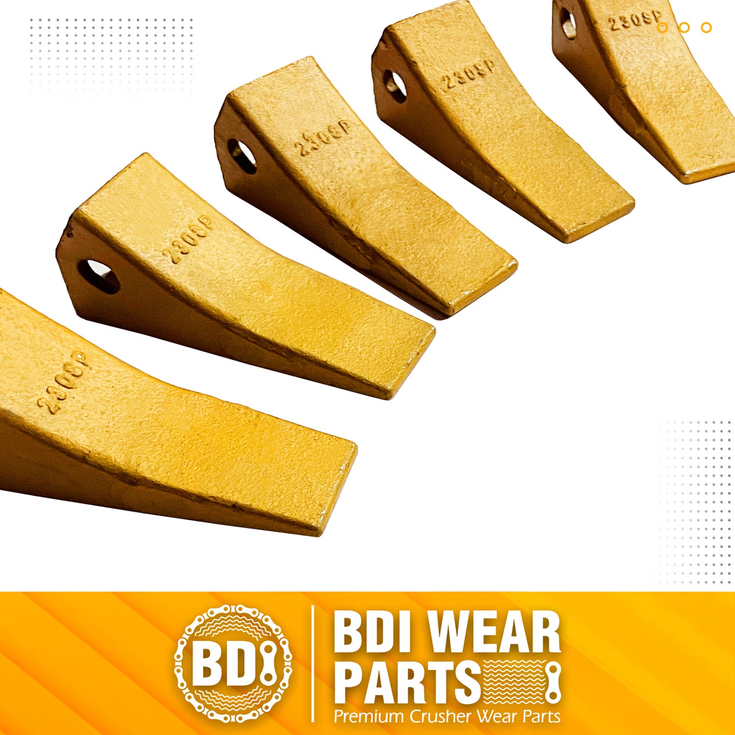 BDI WEAR PARTS 230SP Casting Backhoe Bucket Teeth with TF23P Flex Pin for 23 & 230 Series Skid Steer Loaders and Excavators - 5 Pack