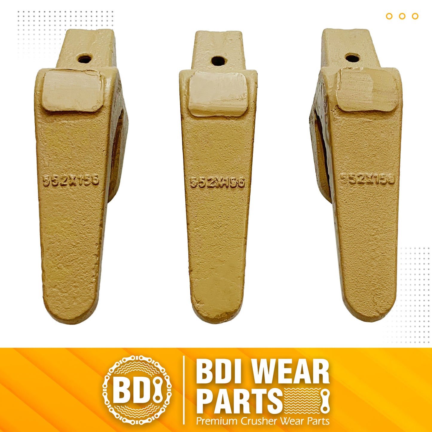 BDI Wear Parts 3 Pack 552X156 Weld On Adapter for X156 Hensley Style Bucket Teeth