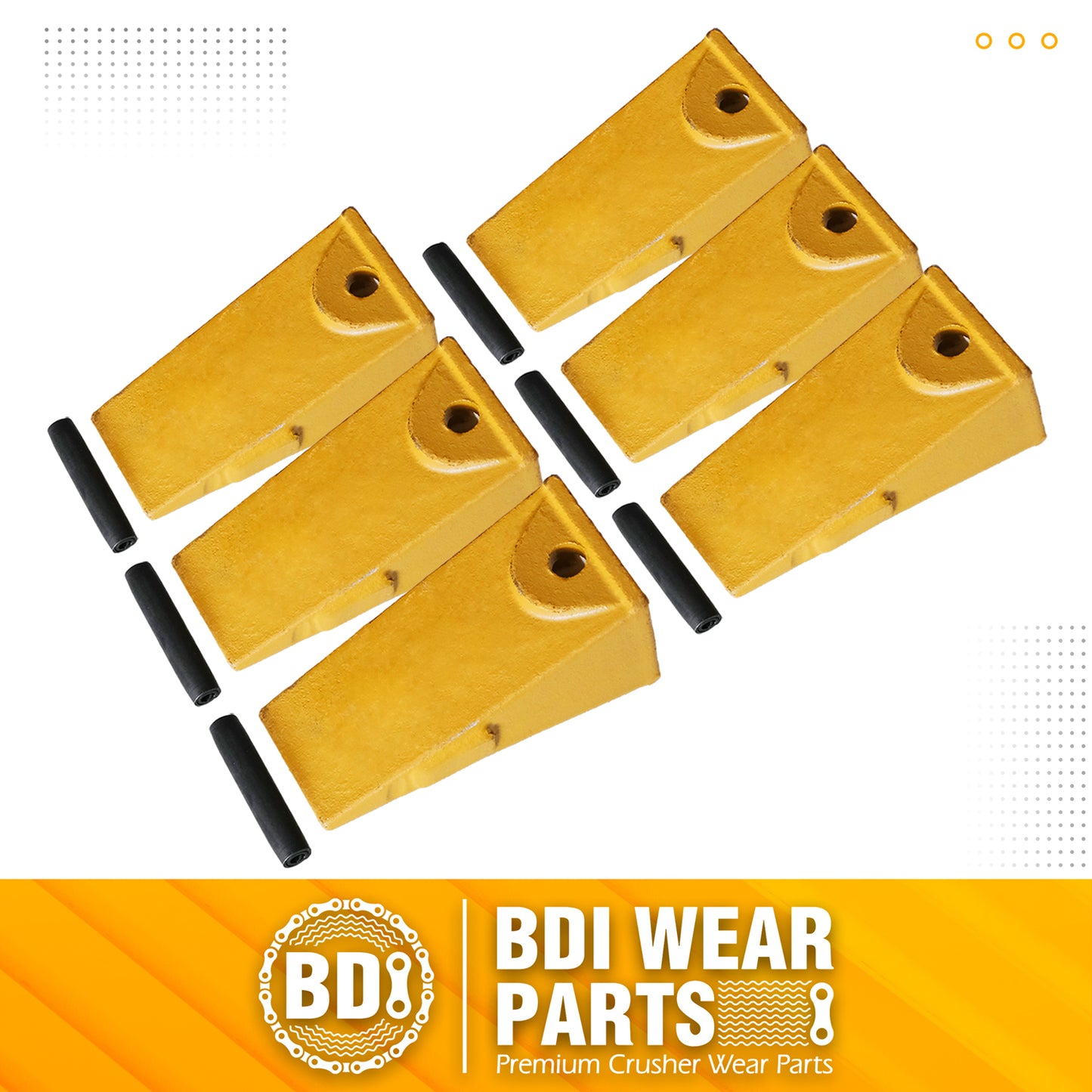 BDI Wear Parts X156 Dirt Teeth Hensley Style Bucket Teeth/Tooth & P156 Roll Pins - 6 Pack