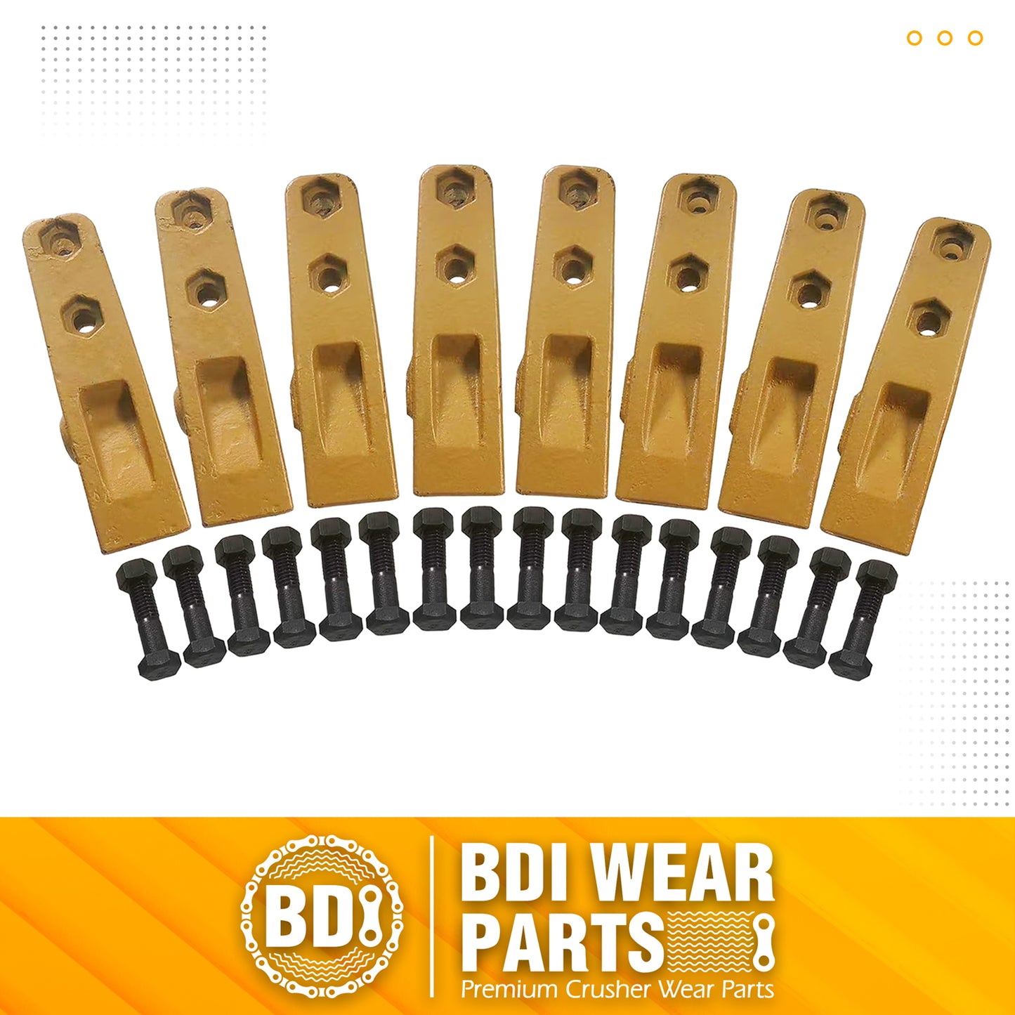BDI Wear Parts 6684447 Trenching Bucket Teeth, Bobcat Style Skid Steer Backhoe Bolt On Tooth Unitooth - 8 Pack