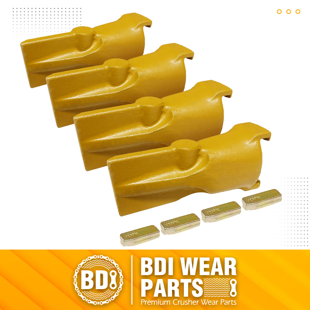 BDI Wear Parts V23SYL Esco Style Dirt Bucket Teeth Digging Tooth with V23PN Pins - 4 Set