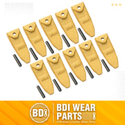 BDI Wear Parts X156T Tiger Hensley Style Bucket Teeth 156 Series Adapters Short Teeth with P156 Roll Pins- 10 Pack