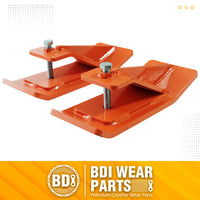 2PCS Tractor Bucket Protector Heavy Duty Steel Snow Plow Attachments Skid Edge Protector Turf Tamer Skid Protector with Lock Nuts and Bolts - Orange