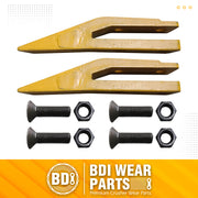 1358203 Bucket Teeth 6Y6335 Caterpillar Style Backhoe Loader / Excavator Unitooth with Bolts and Nuts - 2 Set