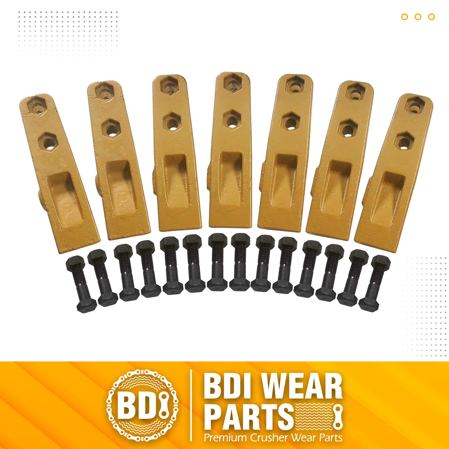 BDI Wear Parts 6684447 Trenching Bucket Teeth, Bobcat Style Skid Steer Backhoe Bolt On Tooth Unitooth - 7 Pack