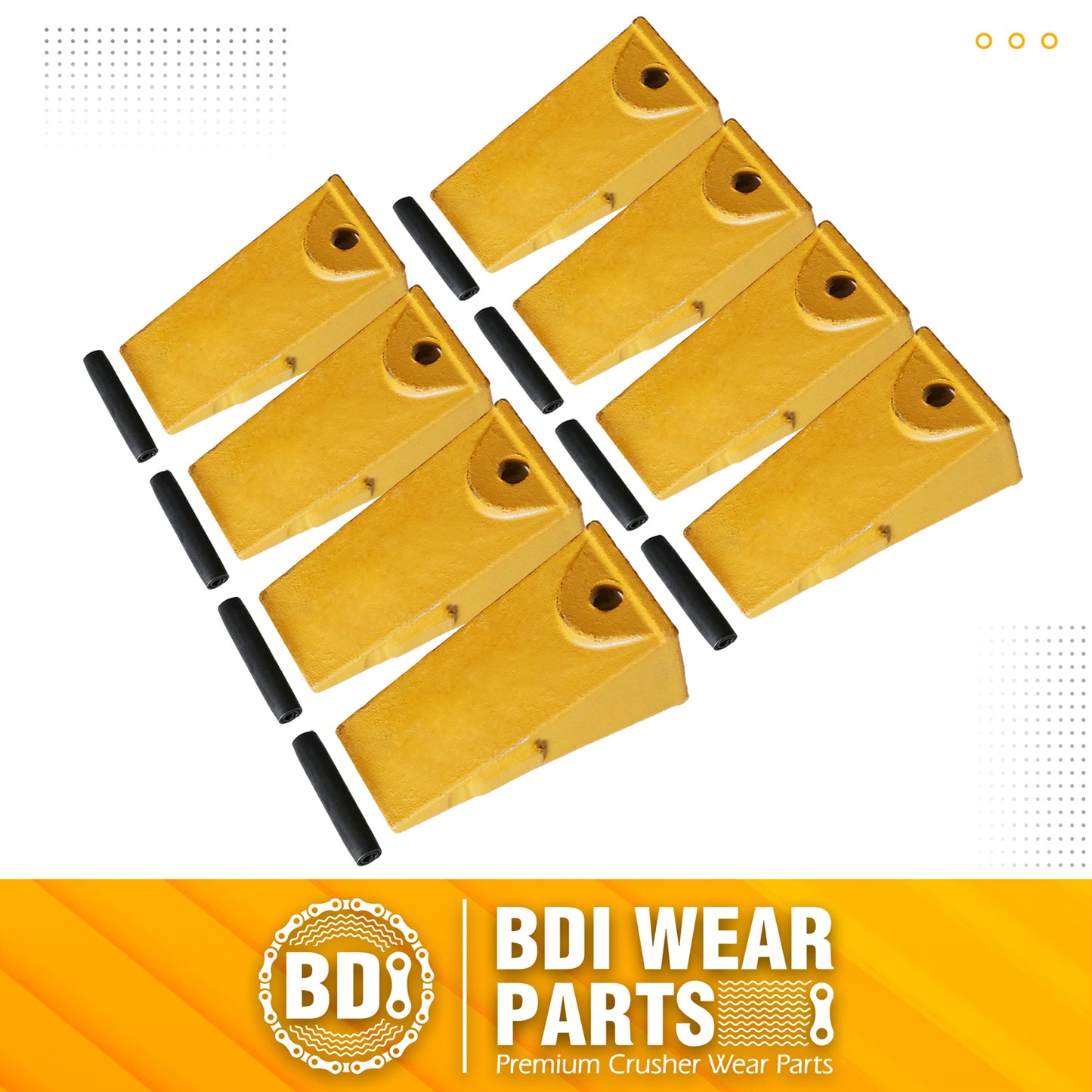 BDI Wear Parts X156 Dirt Teeth Hensley Style Bucket Teeth/Tooth & P156 Roll Pins - 8 Pack