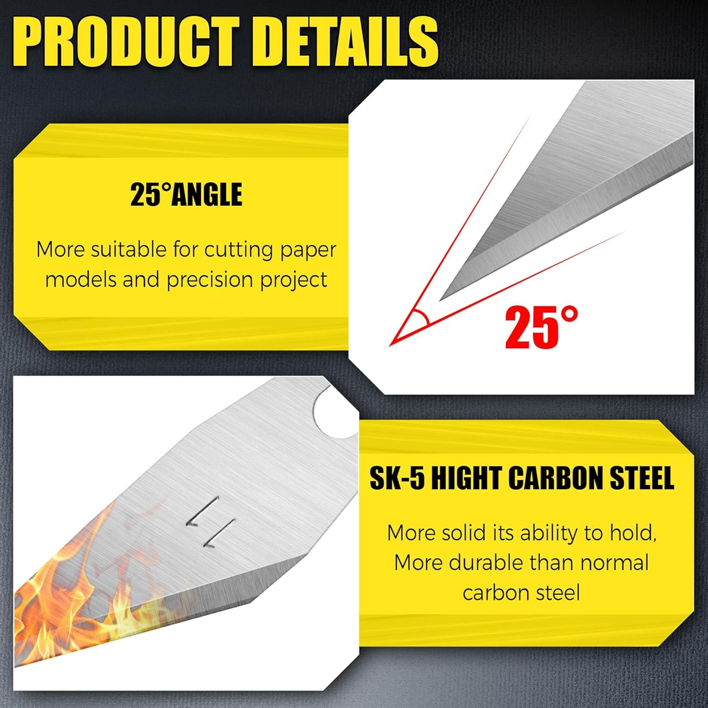 100 Pack Exacto Knife Blades, SK5 Steel #11 Blades with Storage Box, Precision Hobby Knife for Carving, Scrapbooking, Modeling, DIY, Art Projects