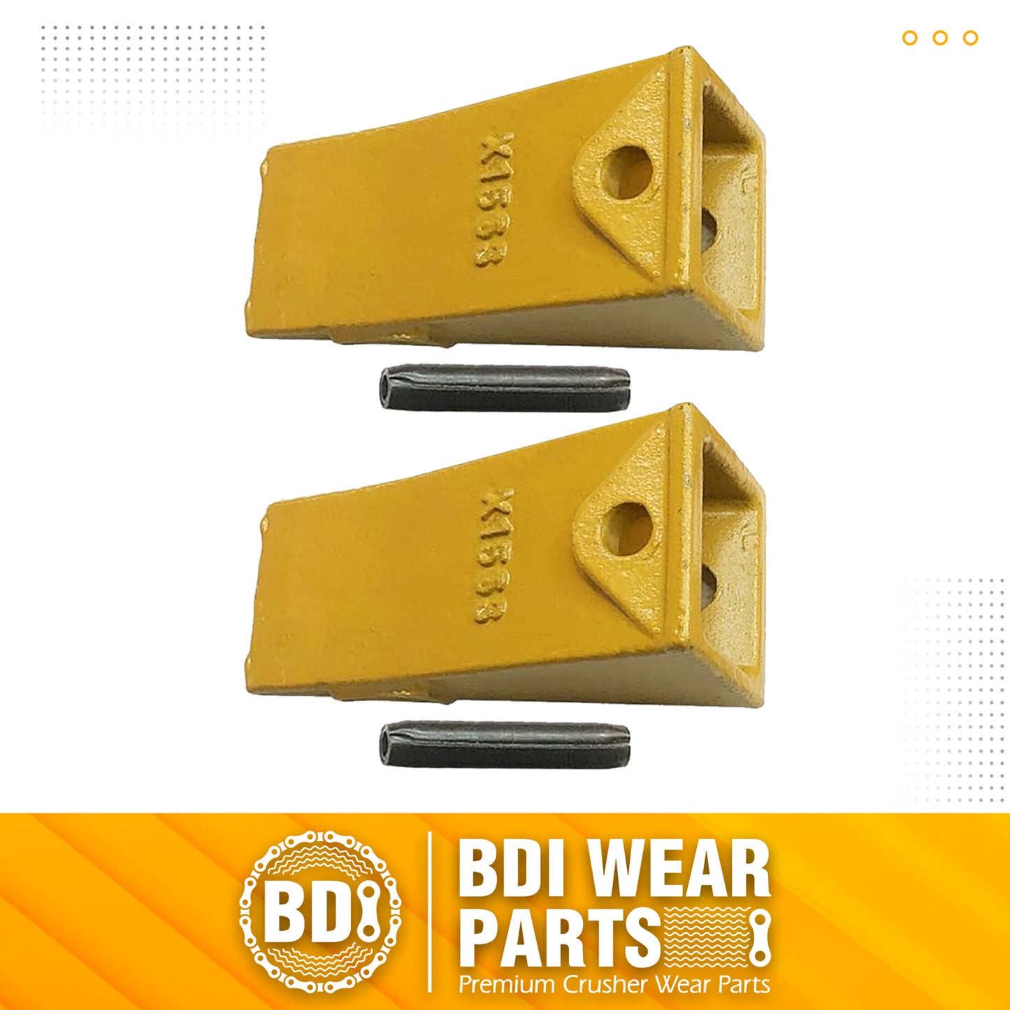 BDI Wear Parts X156S Short Dirt Teeth Hensley Style Bucket Teeth/Tooth with P156 Roll Pins - 2 Pack