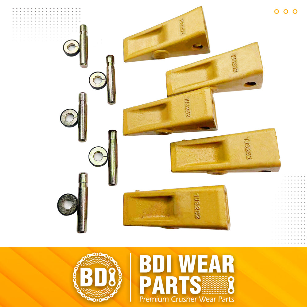 BDI Wear Parts 1U3252 Casting Bucket Teeth w/ 8E6258 Pins, 8E6259 Retainer Fits CAT J250 - 5 Pack