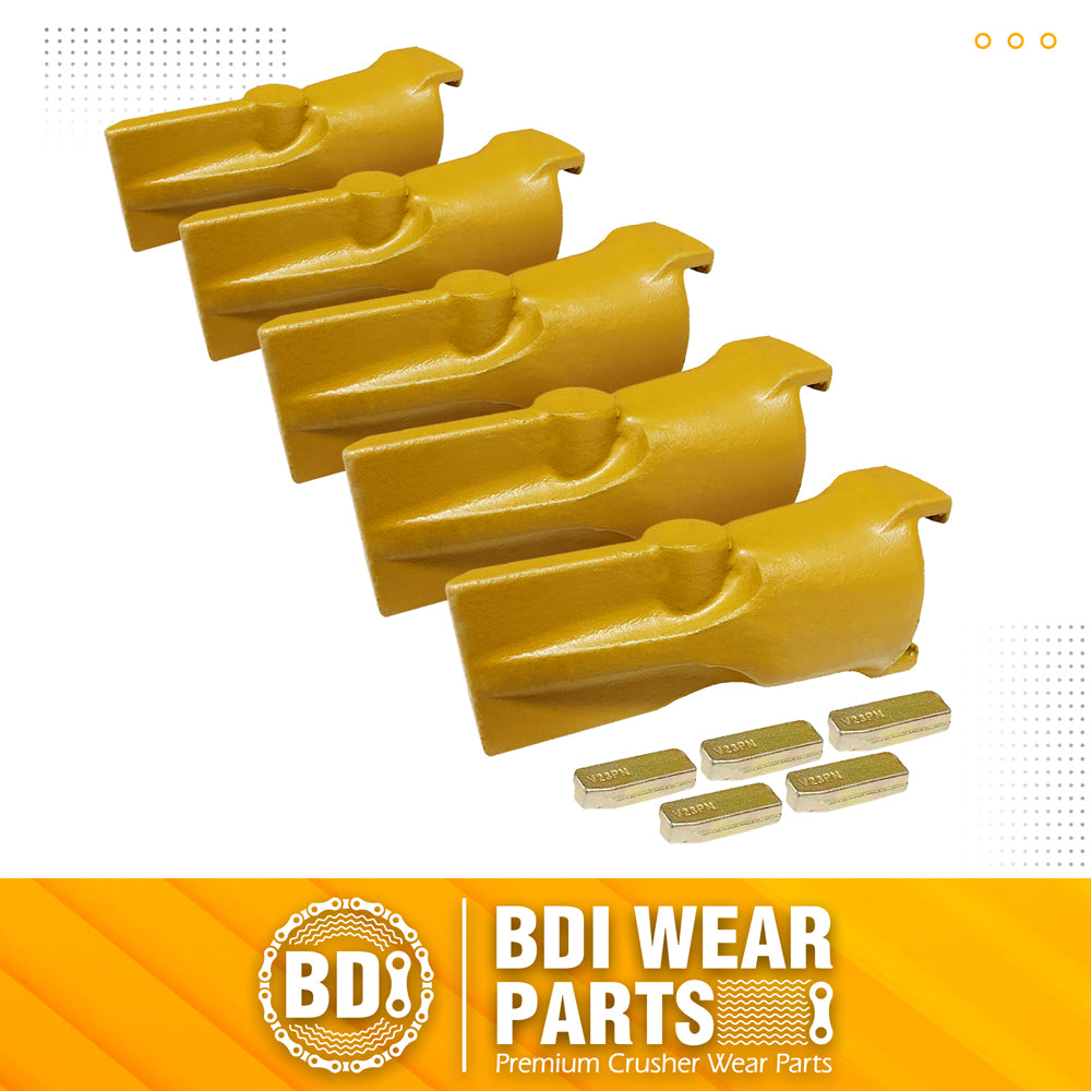 BDI Wear Parts V23SYL Esco Style Dirt Bucket Teeth Digging Tooth with V23PN Pins - 5 Set