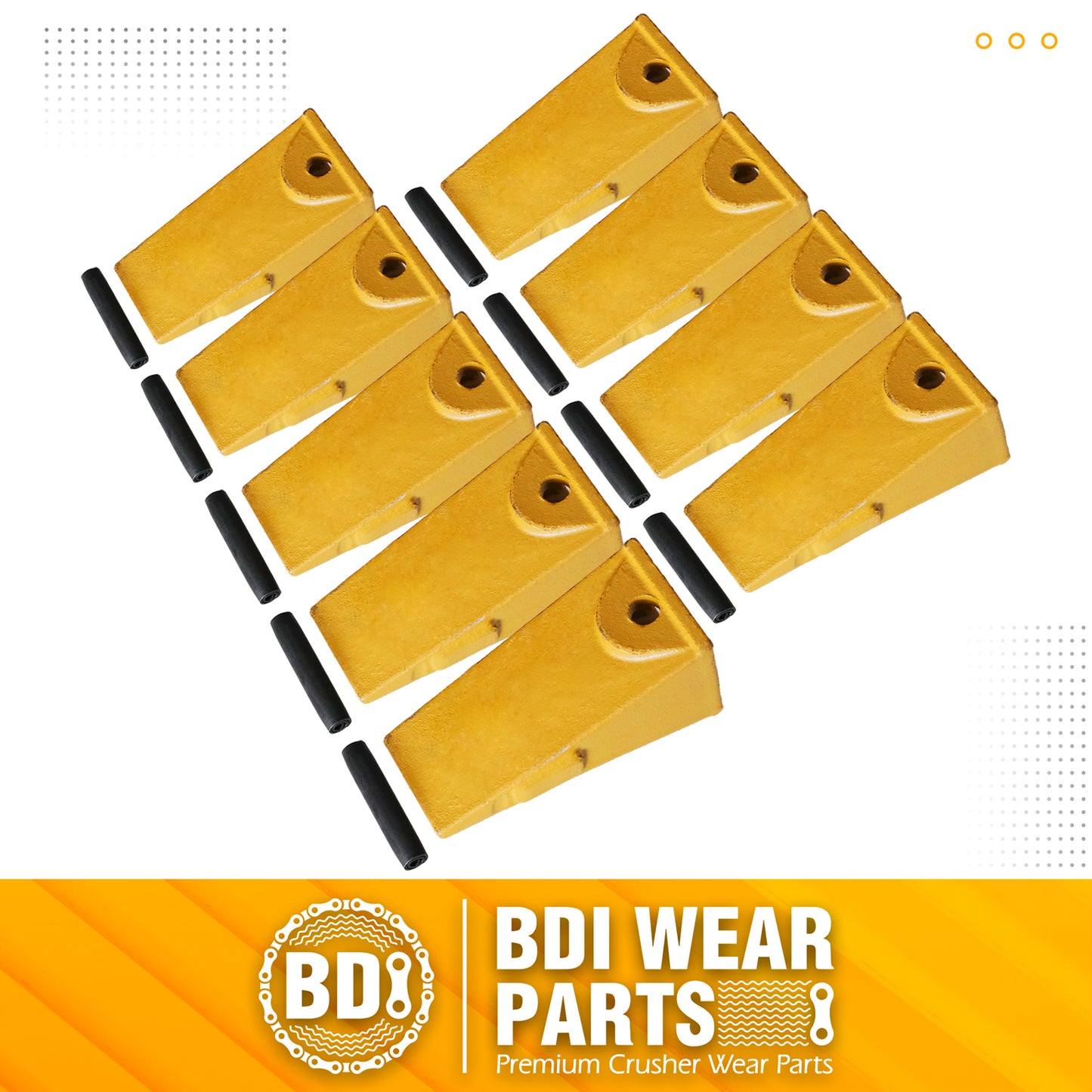 BDI Wear Parts X156 Dirt Teeth Hensley Style Bucket Teeth/Tooth & P156 Roll Pins - 9 Pack