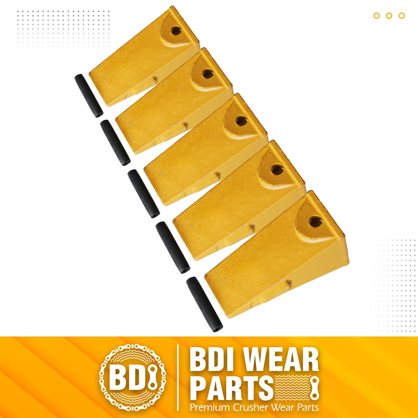 BDI Wear Parts X156 Dirt Teeth Hensley Style Bucket Teeth/Tooth & P156 Roll Pins - 5 Pack