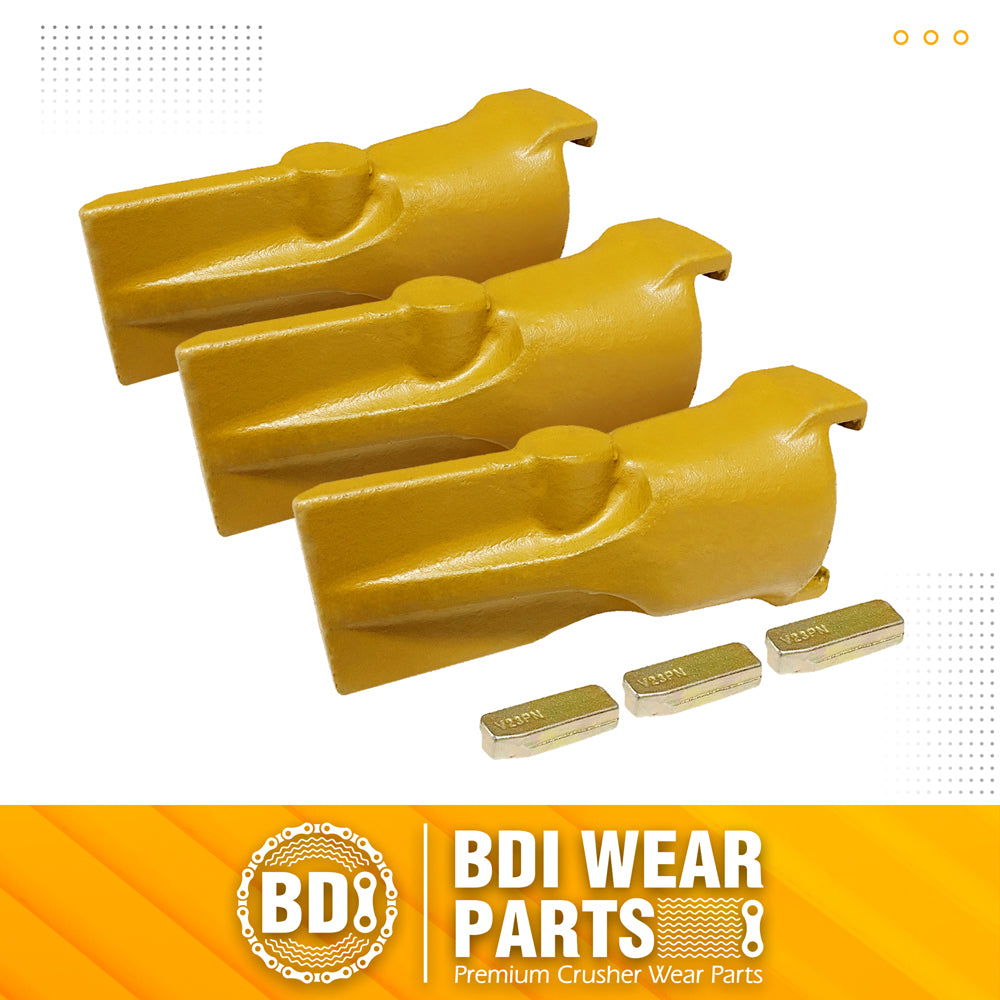 BDI Wear Parts V23SYL Esco Style Dirt Bucket Teeth Digging Tooth with V23PN Pins - 3 Set