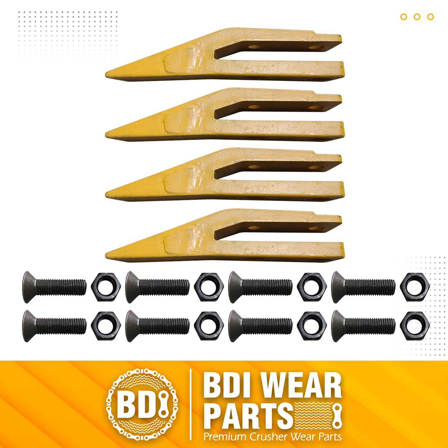 1358203 Bucket Teeth 6Y6335 Caterpillar Style Backhoe Loader / Excavator Unitooth with Bolts and Nuts - 4 Set