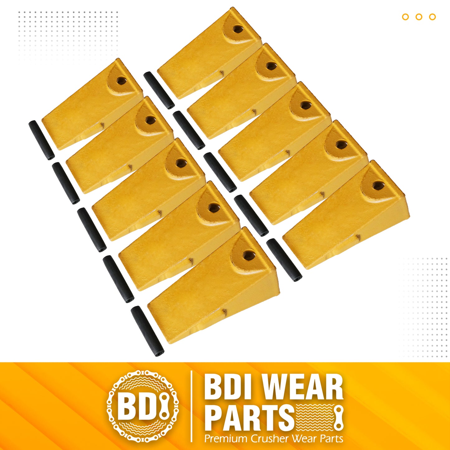 BDI Wear Parts X156 Dirt Teeth Hensley Style Bucket Teeth/Tooth & P156 Roll Pins - 10 Pack