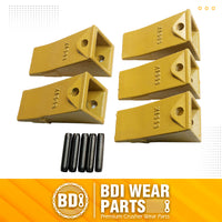BDI Wear Parts X156S Short Dirt Teeth Hensley Style Bucket Teeth/Tooth & P156 Roll Pins - 5 Pack