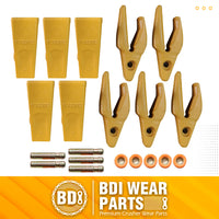 BDI Wear Parts Assembly Adapter 119-3204 Bolt On Shank / 1U3202 Excavator Bucket Teeth/Pin 8E6208 Retainer 8E6209, Caterpillar Bucket Tooth J200 Series - 5 Set