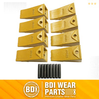 BDI Wear Parts X156S Short Dirt Teeth Hensley Style Bucket Teeth/Tooth with P156 Roll Pins - 8 Pack