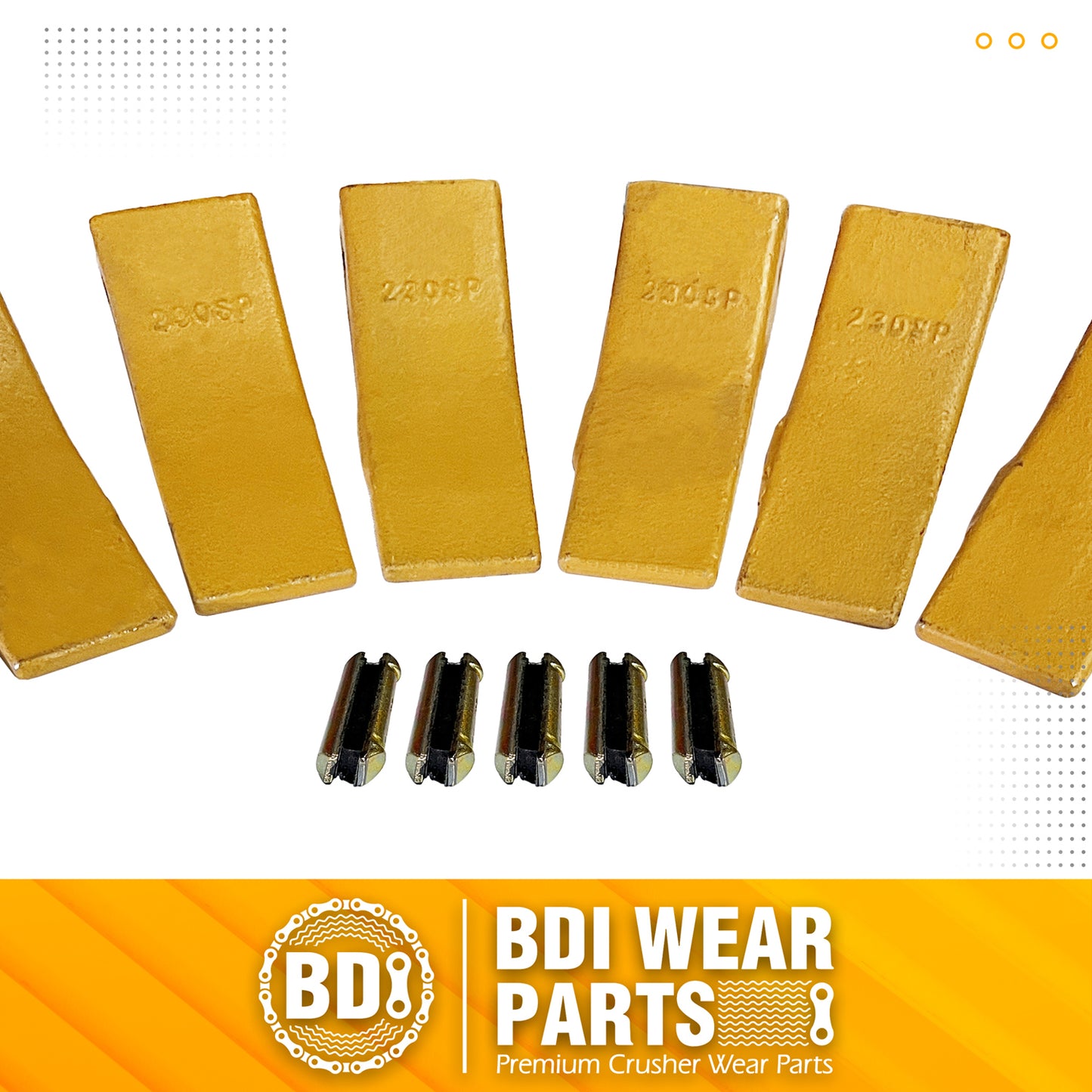 BDI WEAR PARTS 230SP Casting Backhoe Bucket Teeth with TF23P Flex Pin for 23 & 230 Series Skid Steer Loaders and Excavators - 10 Pack