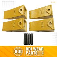 BDI Wear Parts X156S Short Dirt Teeth Hensley Style Bucket Teeth/Tooth with P156 Roll Pins - 4 Pack