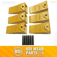 BDI Wear Parts X156S Short Dirt Teeth Hensley Style Bucket Teeth/Tooth with P156 Roll Pins - 6 Pack