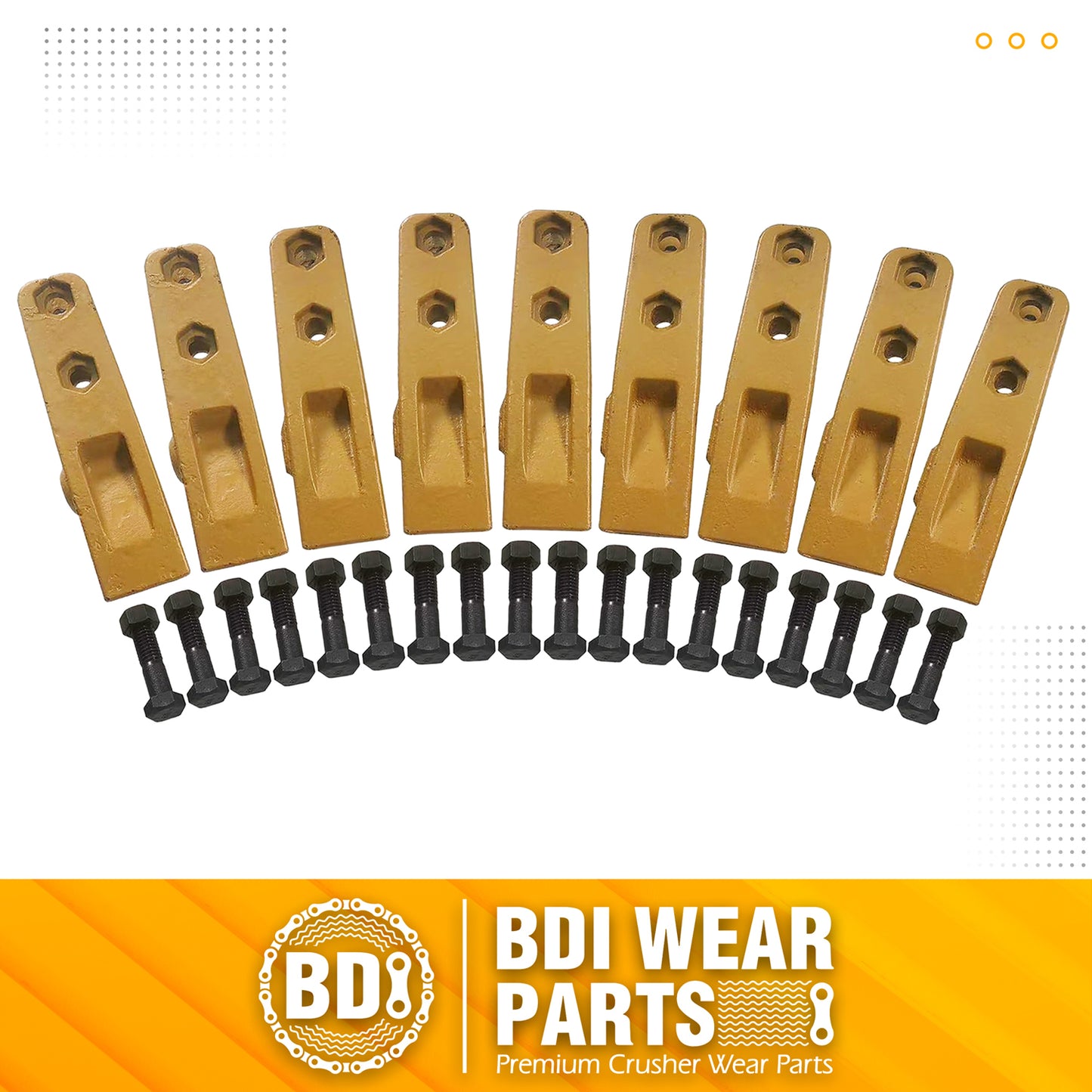 BDI Wear Parts 6684447 Trenching Bucket Teeth, Bobcat Style Skid Steer Backhoe Bolt On Tooth Unitooth - 9 Pack