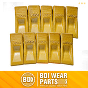BDI Wear Parts 1U3202 Caterpillar Style General Purpose Dirt Excavator Bucket Teeth Long Tip with Pins and Retainers - 10 Pack