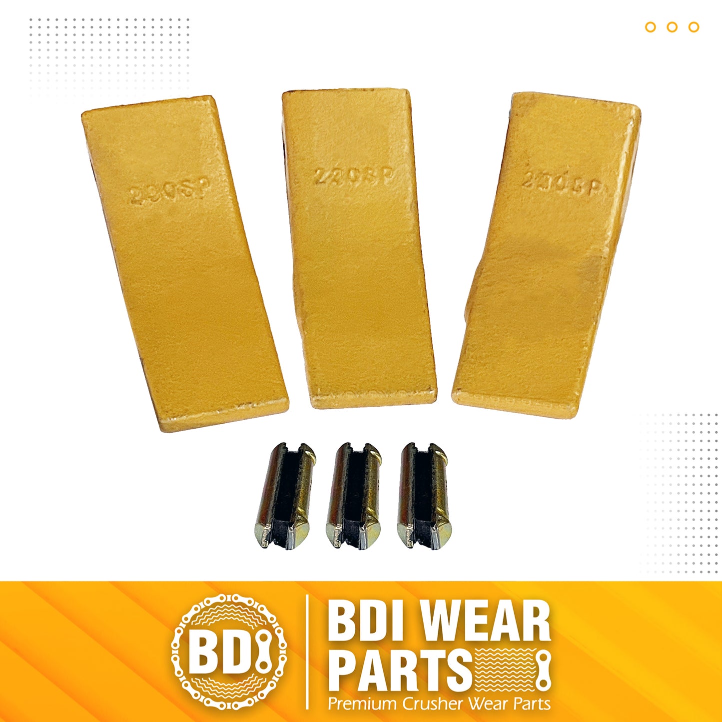 BDI WEAR PARTS 230SP Casting Backhoe Bucket Teeth with TF23P Flex Pin for 23 & 230 Series Skid Steer Loaders and Excavators - 3 Pack