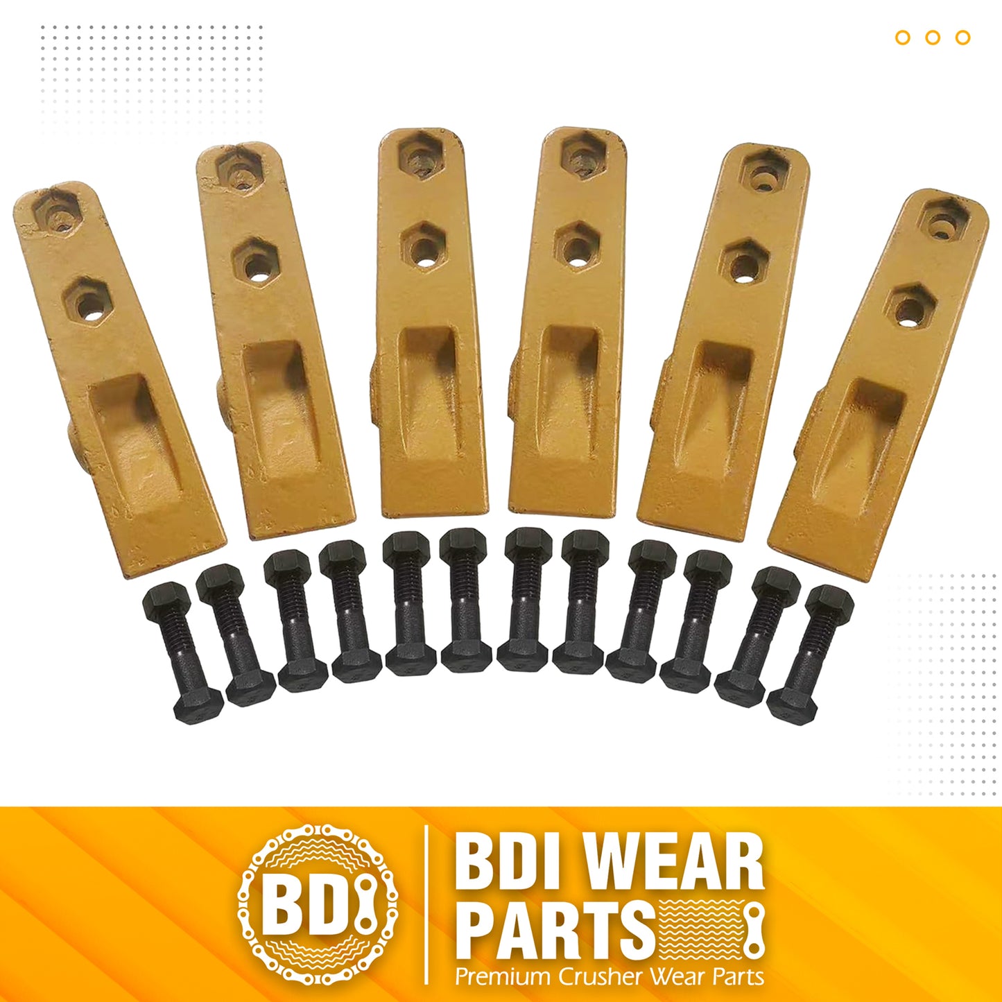 BDI Wear Parts 6684447 Trenching Bucket Teeth, Bobcat Style Skid Steer Backhoe Bolt On Tooth Unitooth - 6 Pack