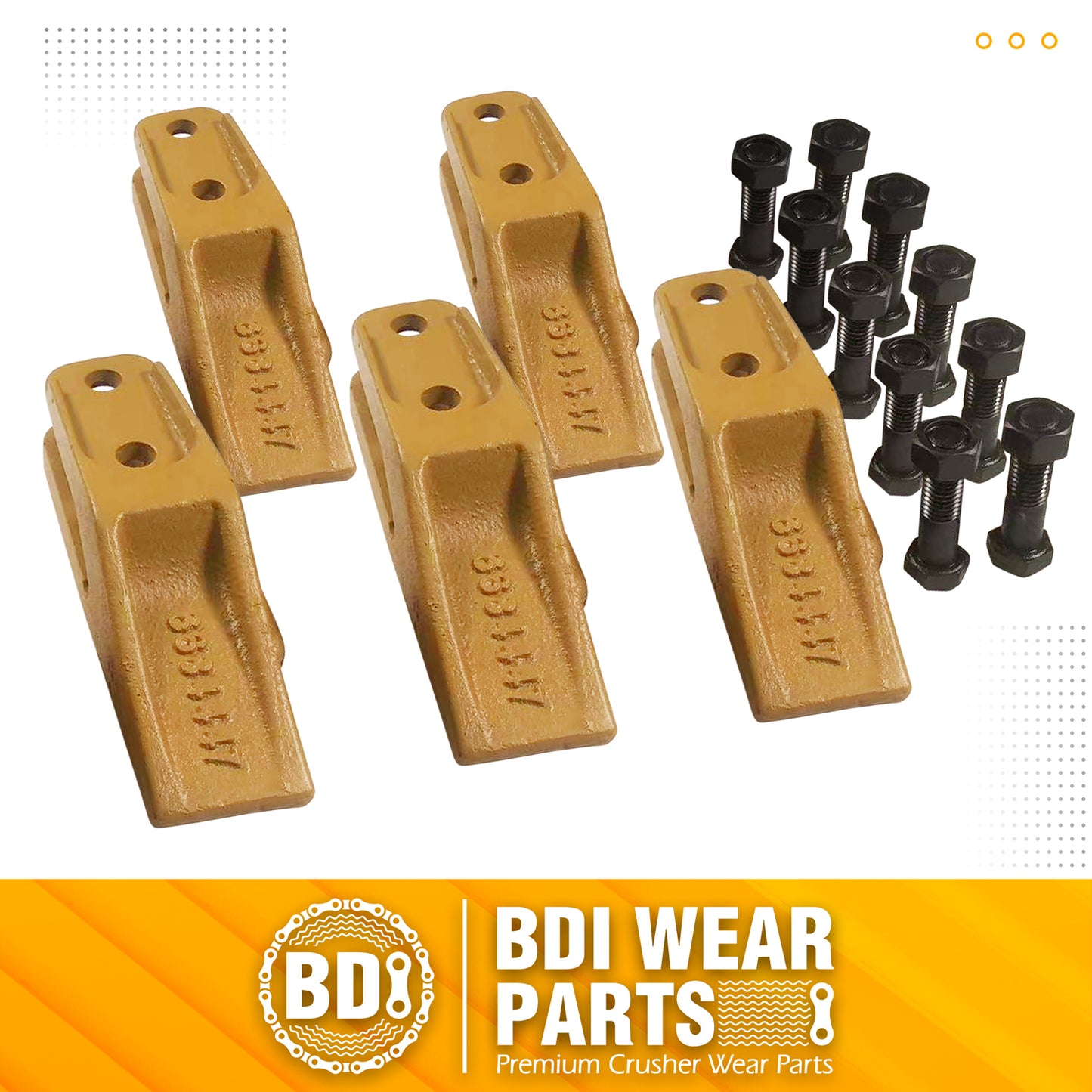 BDI Wear Parts 6684447 Trenching Bucket Teeth, Bobcat Style Skid Steer Backhoe Bolt On Tooth Unitooth - 5 Pack