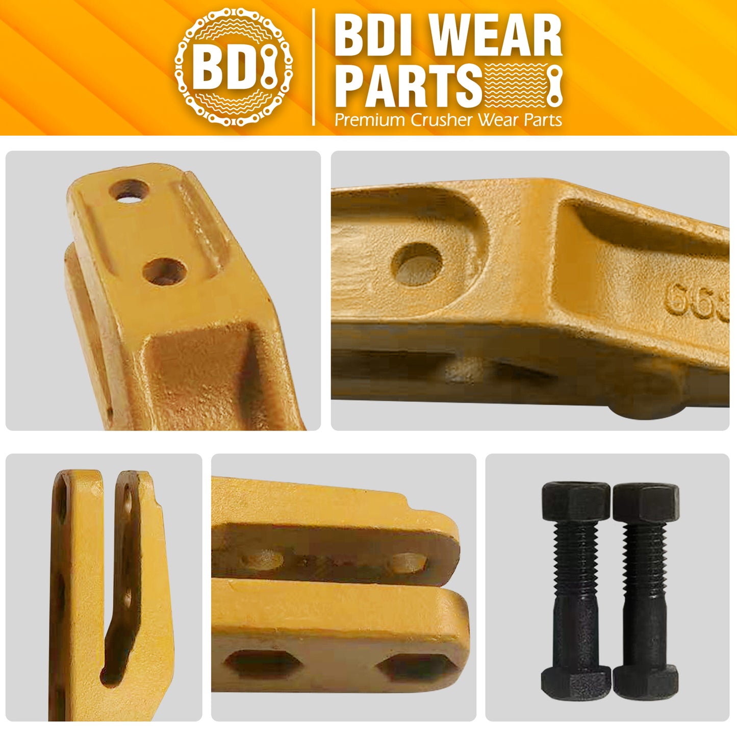 BDI Wear Parts 6684447 Trenching Bucket Teeth, Bobcat Style Skid Steer Backhoe Bolt On Tooth Unitooth - 5 Pack